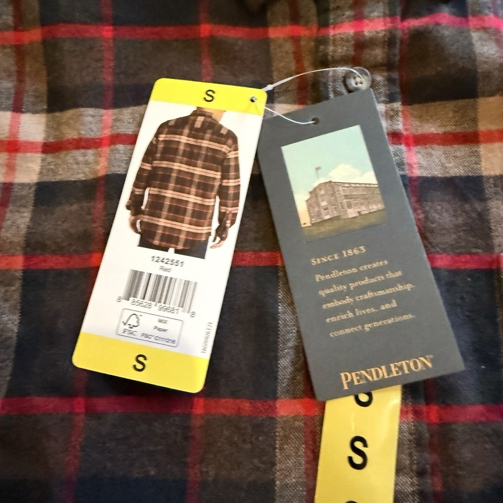 Pendleton Flannel Shirt Mens Small Brown Style Mason Plaid Cotton Button Front